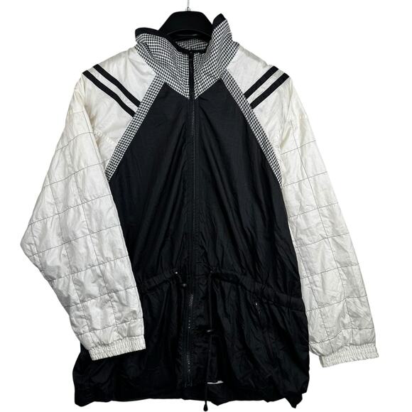 Vintage Lavon Nylon Windbreaker Jacket Womens XL Black White Houndstooth 90s - Picture 7 of 12